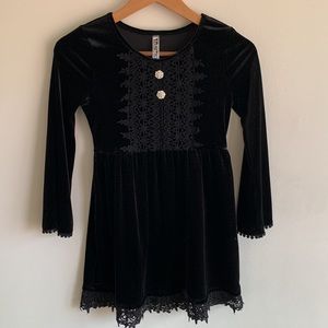 Girls black velvet dress